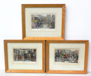 Lot 131 - Collection of 3 framed hand coloured Dr Syntax engravings by Thomas Ro
