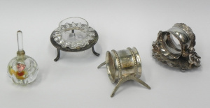 Lot 158 - 4 pces inc Aust EPNS Boomerang Napkin holder, Wilcox Victorian Figural