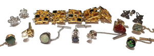 Lot 162 - Grp incl Tie pins, solid opal, cultured pearl, gemstones, Bracelet, Ma