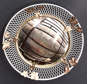Lot 187 - 1960s Wall Mirror - Convex mirror with Painted white metal frame with