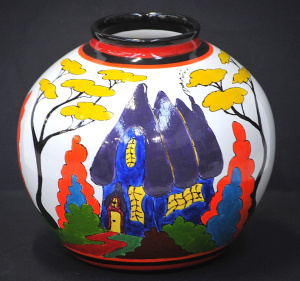 Lot 209 - David C Lyons Large Australian Pottery Vase with hand painted Clarice
