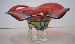 Lot 210 - Large Czech Rikaro Art Glass Centre piece Pedestal Bowl - Clear sectio
