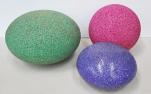 3 x Mid Century 1960s Retro Textured Plastic Light Shades - Pink, Green & L
