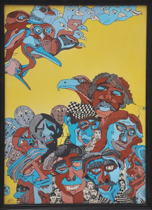 Kerri Stokes (Active c1980 -90s) Framed Gouache - Birds Watching - signed w Init