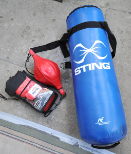 Lot of Boxing Items incl Sting Branded Hanging Boxing Bag, Pair of As New Boxing