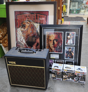 Lot of Mixed Music Items incl VOX Pathfinder 15R Guitar Amplifier, Framed Eminem