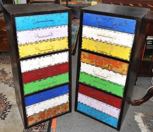 Pait Industrial Style metal drawer cabinets - 8 multicoloured drawers 92 cm H
