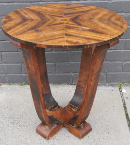 Lot 004 - Vintage Unusual Deco Table w Veneer Top - Approx 65cm H