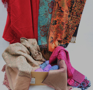 Lot 012 - Box lot Ladies Items mostly Shawls & Scarves inc Wool, Pashmina &a