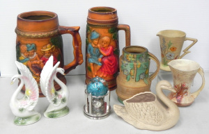 Lot 017 - Group of vintage ceramics inc oversized novelty beer steins (taller 35