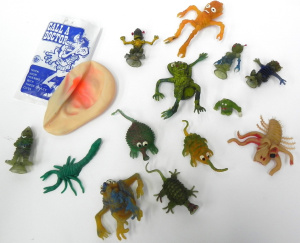 Lot 032 - Vintage rubber creepy critter toys + packaged Call A Doctor fake year
