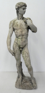 Lot 038 - Vintage Concrete Figure of David with sling to shoulder 82cm H