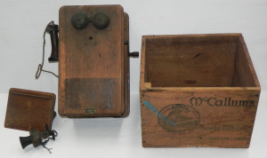 Lot 043 - 2 pces Vintage inc PMG Australia Wall Phone (af complete but needs rea