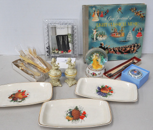 Lot 047 - Box mixed inc Irish Galway Crystal Photo frame, Boxed Royal Albert Mus