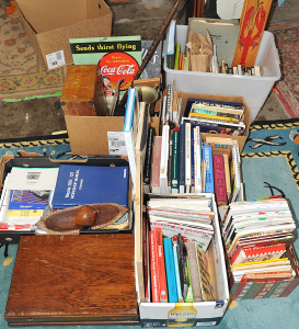 Lot 048 - Very large mixed lot inc 5 boxes of books, vintage pressed flowers, ki