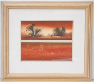 Lot 091 - Brian McGuffie (Active c1970s - 1990s) Framed Pastel Diptych - Pilbara