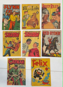 Lot 123 - Grp c1950s Australian Comics The Shadow 82,143, Catman 16, Felix 29, R