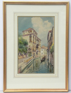 Lot 127 - Artist Unknown (Nazetti) Gilt Framed Watercolour - Venetian Canal Scen