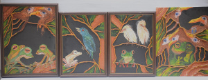Lot 130 - Kerri Stokes (Active c1980 -90s) 4 x Mixed Media Paintings - Birds &am