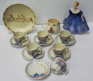 Lot 136 - Group lot vintage Royal Doulton China inc Art Deco Demitasse set for 6