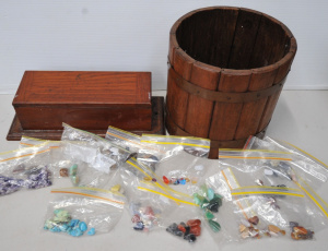 Lot 161 - Mixed Group lot inc Wooden barrel planter with metal banding, Silky oa