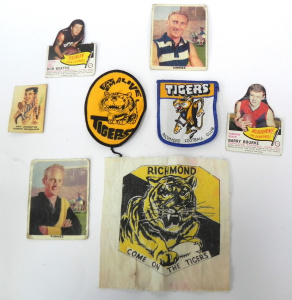 Lot 166 - Group of vintage VFL ephemera inc 3x Richmond Tigers cloth patches, sw