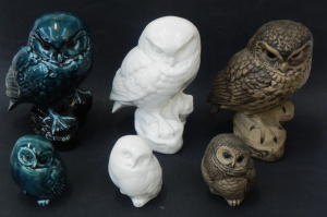 Lot 179 - Group of 6 Poole ceramic owls with 3 pairs of a large and small in the