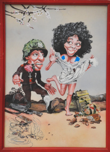 Lot 193 - Kerri Stokes (Active c1980 -90s) Framed Comical Gouache - The Spoils o