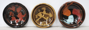 Lot 198 - 3 x Reg Preston Australian Pottery signed shallow dishes largest 18cm