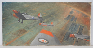 Lot 199 - Robert Stokes (Active c1970 - 90s) Unframed Oil Painting - An RAAF Fli