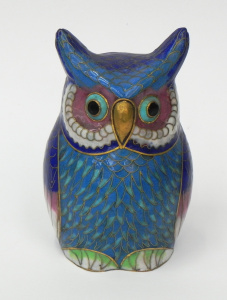 Lot 213 - Cloisonne owl figurine - 10cm H