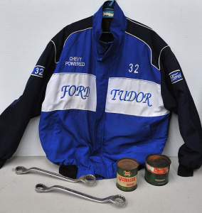 Ford Jacket w Patches & Embroidery for Deuce Tudor 32 Chevy Powered , 2 x Vi
