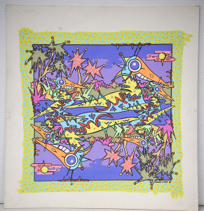 Kerri Stokes (Active c1970s - 90s) small unframed Gouache - Birds Reflecting Bir