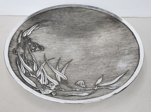 Large Don Sheil Australian etched Aluminium bowl - Gum leaves & flowers - pe