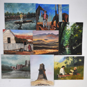 Robert Stokes (Active c1970s - 90s) 8 x Unframed Oil Paintings - landscape scene