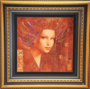 Lot 001 - Csaba Markus (1953 - ) Large Gilt framed Hand Embellished Print - Cian