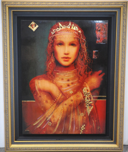 Lot 007 - Csaba Markus (1953 - ) Large Gilt framed Hand Embellished Print - La L