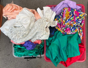 Lot 011 - 2 x tubs mainly 1980s ladies dresses incl Sally Browne, Mr K, mainly e