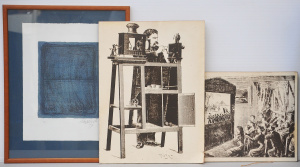Lot 028 - 3 x Pictures - 2 x block mounted B&W Prints + Signed & Dated 1