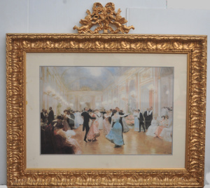 Lot 036 - Large Impressive Gilt framed Colour Print - An Elegant Soiree - after