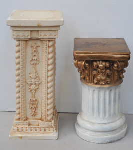 Lot 038 - 2 x Vintage heavy pedestals inc Corinthian column 42cm H & Classic
