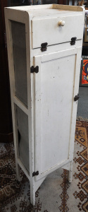 Lot 042 - Vintage c1930s White Painted Skinny Upright Meat Safe - 150cm H, 40cm