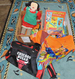 Lot 049 - 2 boxes of vintage inc toys and kids' publications -1950s Walt Disney