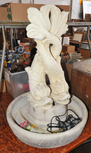 Lot 057 - Vintage cement fountain in 3 pieces - basin, plinth, pair of Classical