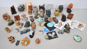 Lot 058 - Large Parliament small owls inc Babushka, Carved Resin, Stone, Skruf c