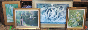 Lot 067 - 4 x vintage gilt framed prints inc R Atkinson Fox - largest 112cm W