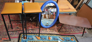 Lot 069 - Lot of Retro Occasional Furniture incl 2 x Aristoc Branded Stools, Woo