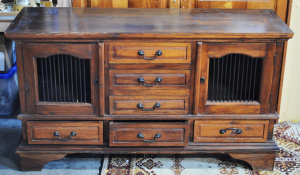 Lot 081 - Vintage Wooden Cabinet w Lock & Key, Two Door Cabinets & 4 x D
