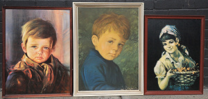 Lot 085 - 3 x framed Kitsch 1960s prints - 2 x Sad Boys & Gypsy Girl - large