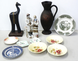 Lot 096 - Mixed Group lot Inc 1980s Ceramic Ewer 35cm H, Ceramic Ukrainian Court